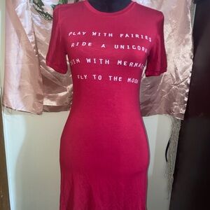 Chic Red Graphic Midi Dress